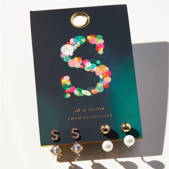 •Anthropologie S Monogram Front-Back Earrings• - Picture 1 of 6